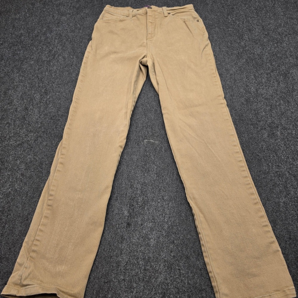 Gloria Vanderbilt Amanda Jeans Women 8 Long Tan Khaki High Rise Straight Leg
